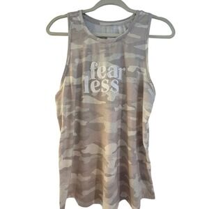 Old Navy Womens Tank‎ Top Size L Camouflage Fearless Graphic Sleeveless Shirt